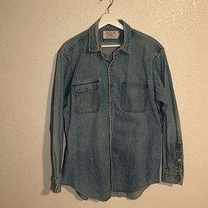 Vintage Polo Ralph Lauren Light Wash Denim Button Down Shirt Size Large